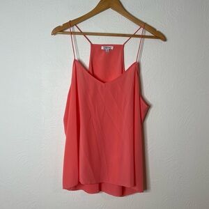 Johnny Was Etta Cami Silk Spaghetti Strap Tank Top Coral Pink Sleeveless Size XL